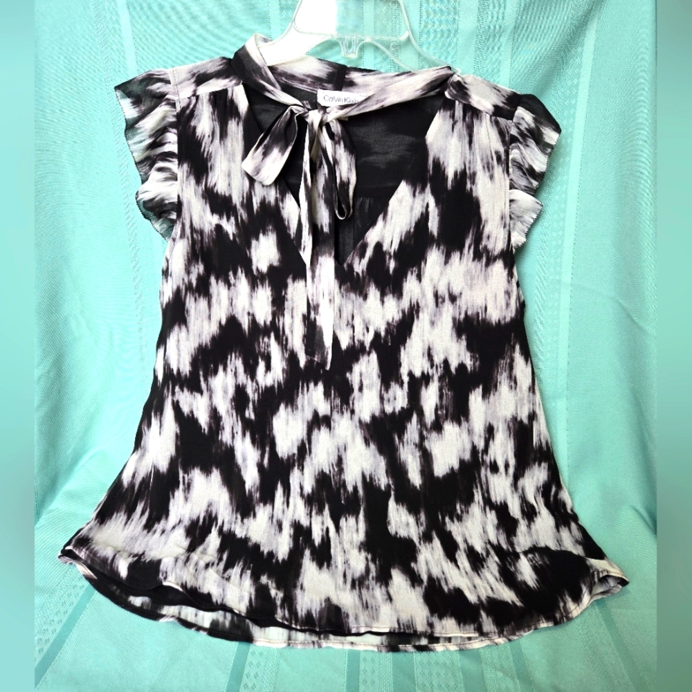 Chic Black and White Women's Top By Calvin Klein